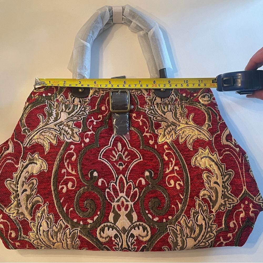 Hopeless Romantic Carpet Bag Style Red Floral Statement Tote - Picture 9 of 11